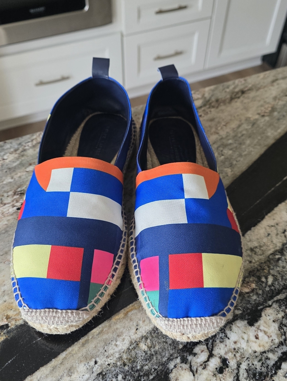 FABULOUS Ralph Lauren Collection Blue Multicolor Slipon Espadrilles Men's Size 9